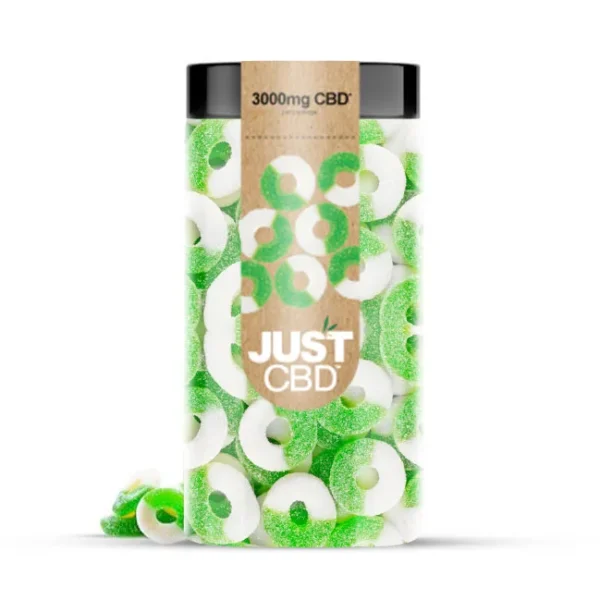 JustCBD Gummies 3000mg Jar Apple rings